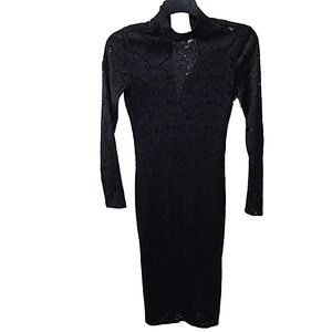 NWT CHELSEA28 Slim Black Lace Dress , long sleeve, back zipper